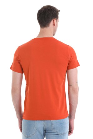 Kiremit Regular Fit Düz 100% Pamuklu Bisiklet Yaka Tişört | XXL