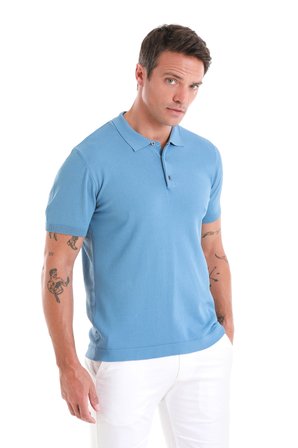İndigo Regular Fit Düz Polo Yaka Tişört | M