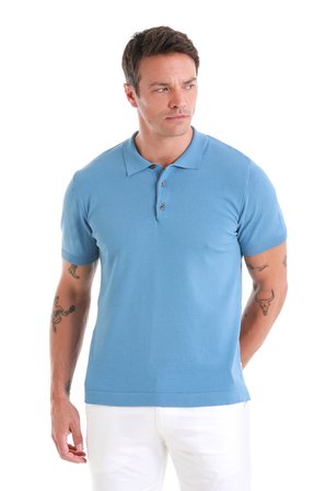 İndigo Regular Fit Düz Polo Yaka Tişört | M