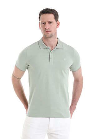 Yeşil Regular Fit Düz 100% Pamuklu Polo Yaka Tişört | L