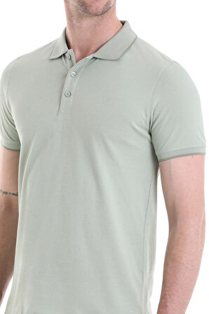 Yeşil Regular Fit Düz 100% Pamuklu Polo Yaka Tişört | S