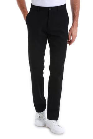 Siyah Regular Fit Desenli Pamuklu Yandan Cepli Kanvas Pantolon | 44