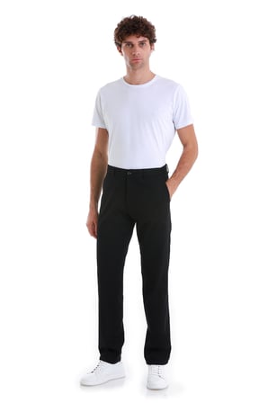 Siyah Regular Fit Desenli Pamuklu Yandan Cepli Kanvas Pantolon | 44