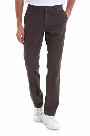 Kahverengi Regular Fit Desenli Pamuklu Yandan Cepli Kanvas Pantolon | 48