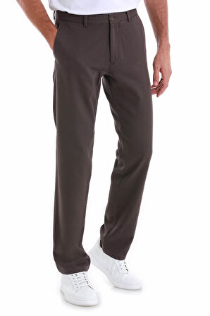 Kahverengi Regular Fit Desenli Pamuklu Yandan Cepli Kanvas Pantolon | 48