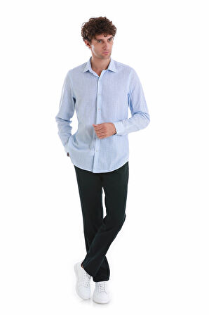 Mavi Comfort Fit Baskılı Slim Yaka Uzun Kollu Spor Gömlek | L