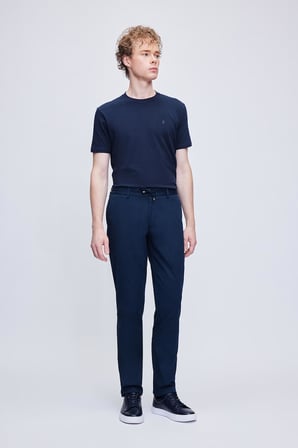 Lacivert Dinamik Fit Desenli Pamuklu Yandan Cepli Jogger Pantolon | 31