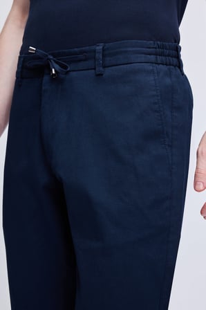 Lacivert Dinamik Fit Desenli Pamuklu Yandan Cepli Jogger Pantolon | 31
