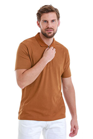 Vizon Regular Fit Jakarlı Polo Yaka Fermuarlı Tişört | S