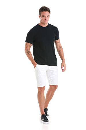 Lacivert Regular Fit Jakarlı Bisiklet Yaka Tişört | M