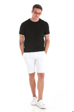 Siyah Regular Fit Jakarlı Bisiklet Yaka Tişört | XXL
