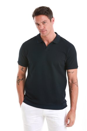 Lacivert Regular Fit Düz Polo Yaka Pamuklu Tişört | XXL