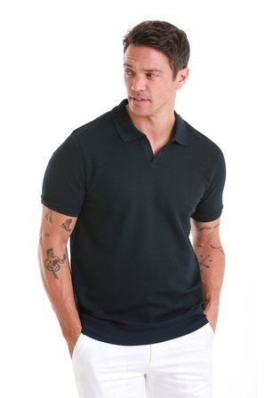 Lacivert Regular Fit Düz Polo Yaka Pamuklu Tişört | XXL