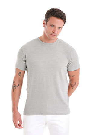 Gri Regular Fit Düz Bisiklet Yaka Tişört | XL