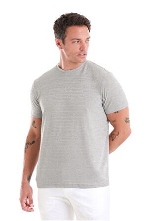 Gri Regular Fit Düz Bisiklet Yaka Tişört | XL