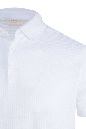 Beyaz Regular Fit 100% Pamuk Polo Yaka  Merserize Tişört | L