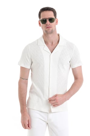 Beyaz Regular Fit Düz 100% Pamuklu Polo Yaka Tişört | XL
