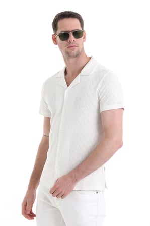 Beyaz Regular Fit Düz 100% Pamuklu Polo Yaka Tişört | XL