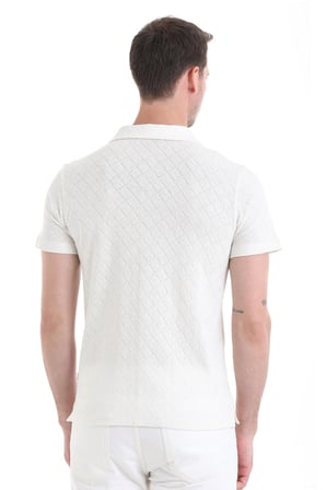 Beyaz Regular Fit Düz 100% Pamuklu Polo Yaka Tişört | XL