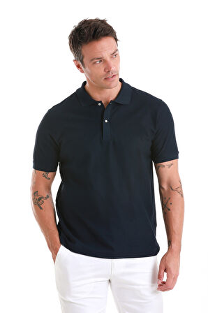 Lacivert Regular Fit Merserize Polo Yaka Pamuklu Tişört | XL