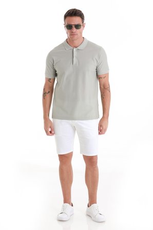 Gri Regular Fit Düz Merserize Polo Yaka 100% Pamuk Tişört | XL