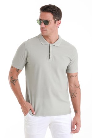 Gri Regular Fit Düz Merserize Polo Yaka 100% Pamuk Tişört | XL
