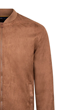 Kahverengi Regular Fit Bomber Yaka Mevsimlik Mont | XL