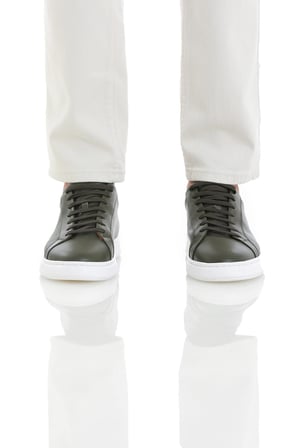 Haki Casual Bağcıklı Deri Sneakers | 42