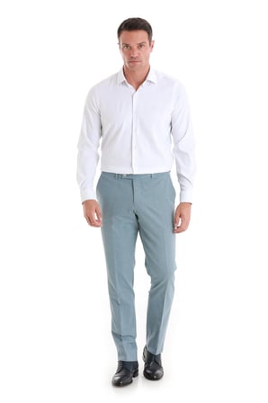 Beyaz Comfort Fit Düz Slim Yaka Uzun Kollu Gömlek | S