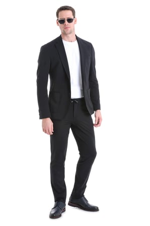 Siyah Performans Suit Slim Fit Düz Takım Elbise | 50