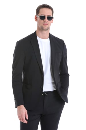 Siyah Performans Suit Slim Fit Düz Takım Elbise | 50