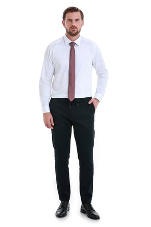 Beyaz Slim Fit Düz 100% Pamuk Slim Yaka Uzun Kollu Saten Gömlek | S