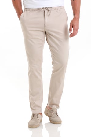 Bej Regular Fit Düz Yandan Cep Pamuklu Jogger Kanvas Pantolon | 46