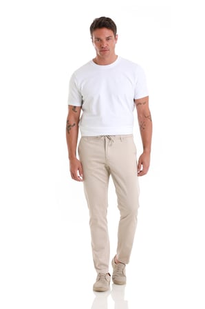 Bej Regular Fit Düz Yandan Cep Pamuklu Jogger Kanvas Pantolon | 46