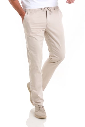 Bej Regular Fit Düz Yandan Cep Pamuklu Jogger Kanvas Pantolon | 46