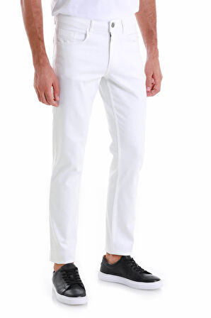 Beyaz Regular Fit Düz 5 Cep Pamuklu Kot Pantolon | 33