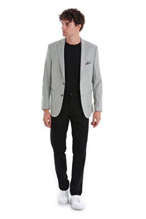 Haki Comfort Fit Desenli Mono Yaka Klasik Ceket | 50