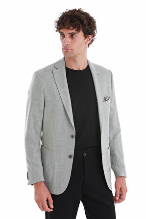 Haki Comfort Fit Desenli Mono Yaka Klasik Ceket | 50