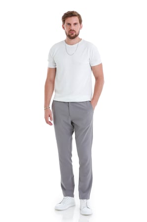 Gri Dinamik Fit Düz Yandan Cepli Jogger Pantolon | 32
