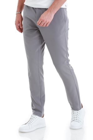 Gri Dinamik Fit Düz Yandan Cepli Jogger Pantolon | 34