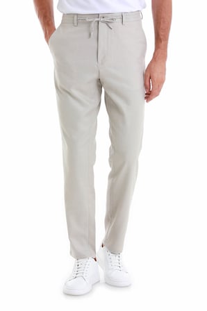 Bej Dinamik Fit Düz Yandan Cepli Keten Jogger Pantolon | 33