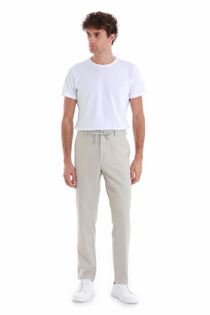Bej Dinamik Fit Düz Yandan Cepli Keten Jogger Pantolon | 33