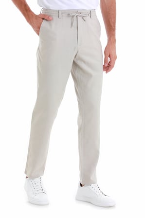 Bej Dinamik Fit Düz Yandan Cepli Keten Jogger Pantolon | 33