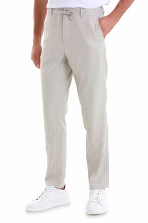 Bej Dinamik Fit Düz Yandan Cepli Keten Jogger Pantolon | 33