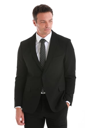 Siyah Slim Fit Düz Çıkma Şal Yaka Klasik Takım Elbise | 50