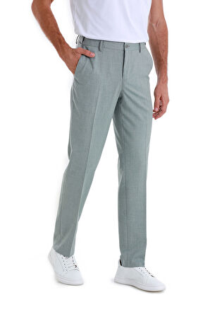 Yeşil Regular Fit Desenli Yandan Cepli Kumaş Pantolon | 48
