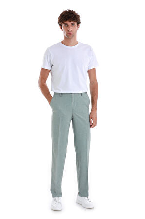 Yeşil Regular Fit Desenli Yandan Cepli Kumaş Pantolon | 50
