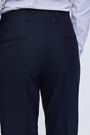 Lacivert Slim Fit Yandan Cepli Yünlü Kumaş Pantolon | 46