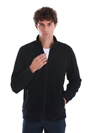 Lacivert Regular Fit Tam Fermuarlı Polar Sweatshirt | M