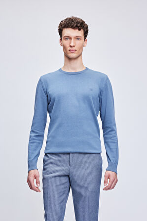 Mavi Regular Fit Bisiklet Yaka 100% Pamuklu Triko Kazak | L